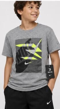 3BRAND Russell Wilson Nike Boys L 12-13 Gray Volt Graphic T-Shirt NWT